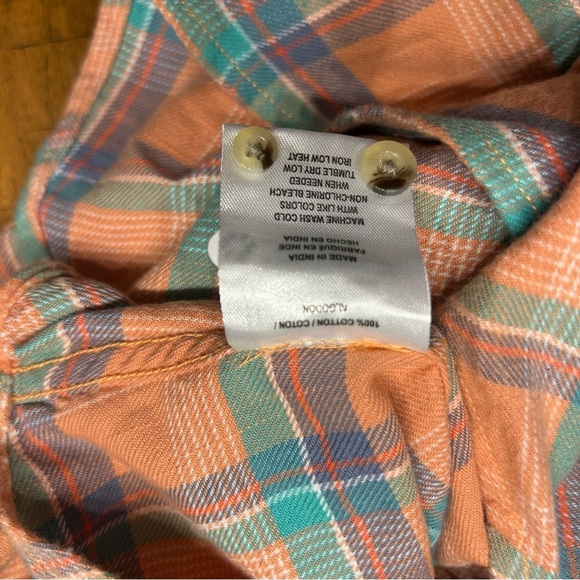 *NWT* O’Neill Nash Flannel Standard Fit Shirt, Sz XS, Peach/Orange, Green, Plaid - Picture 11 of 11